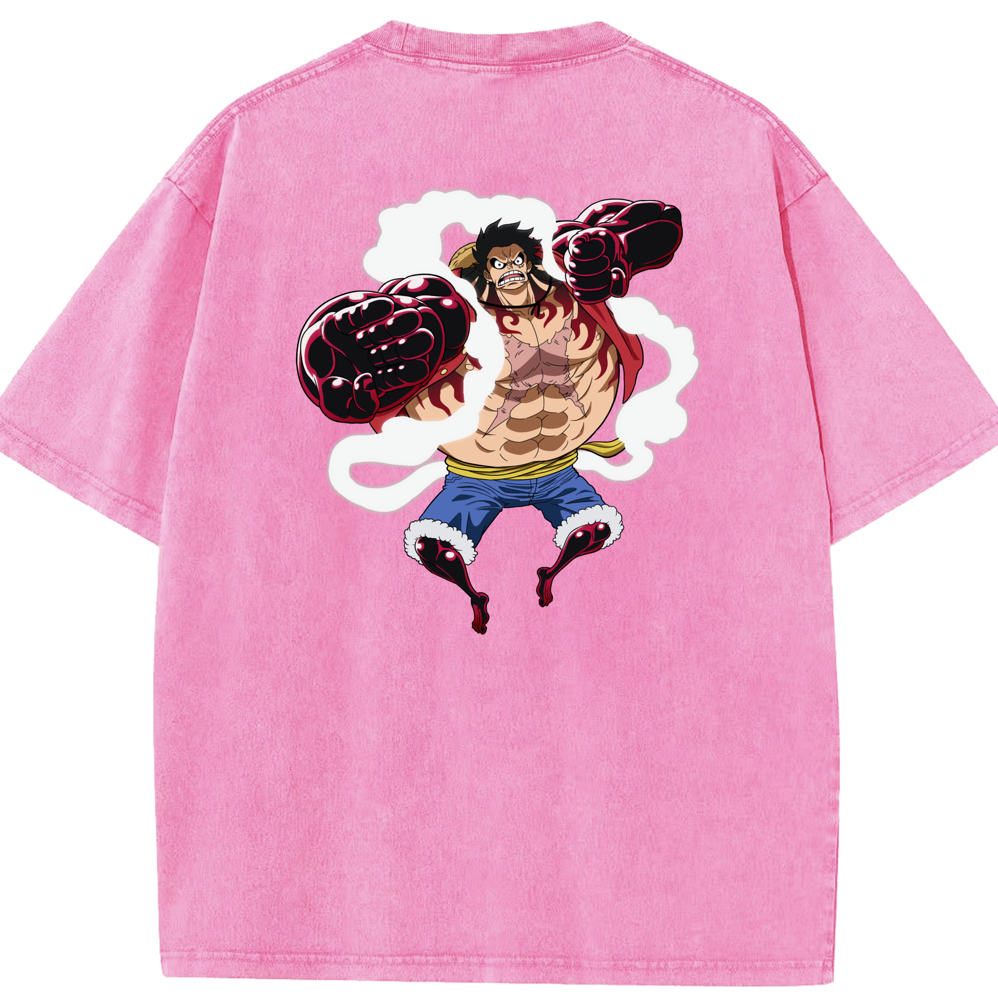 ワンピース モンキー・D・ルフィ ONE PIECE Monkey D. Luffy 綿100% ヴィンテージ風 半袖Tシャツ（背面プリント）